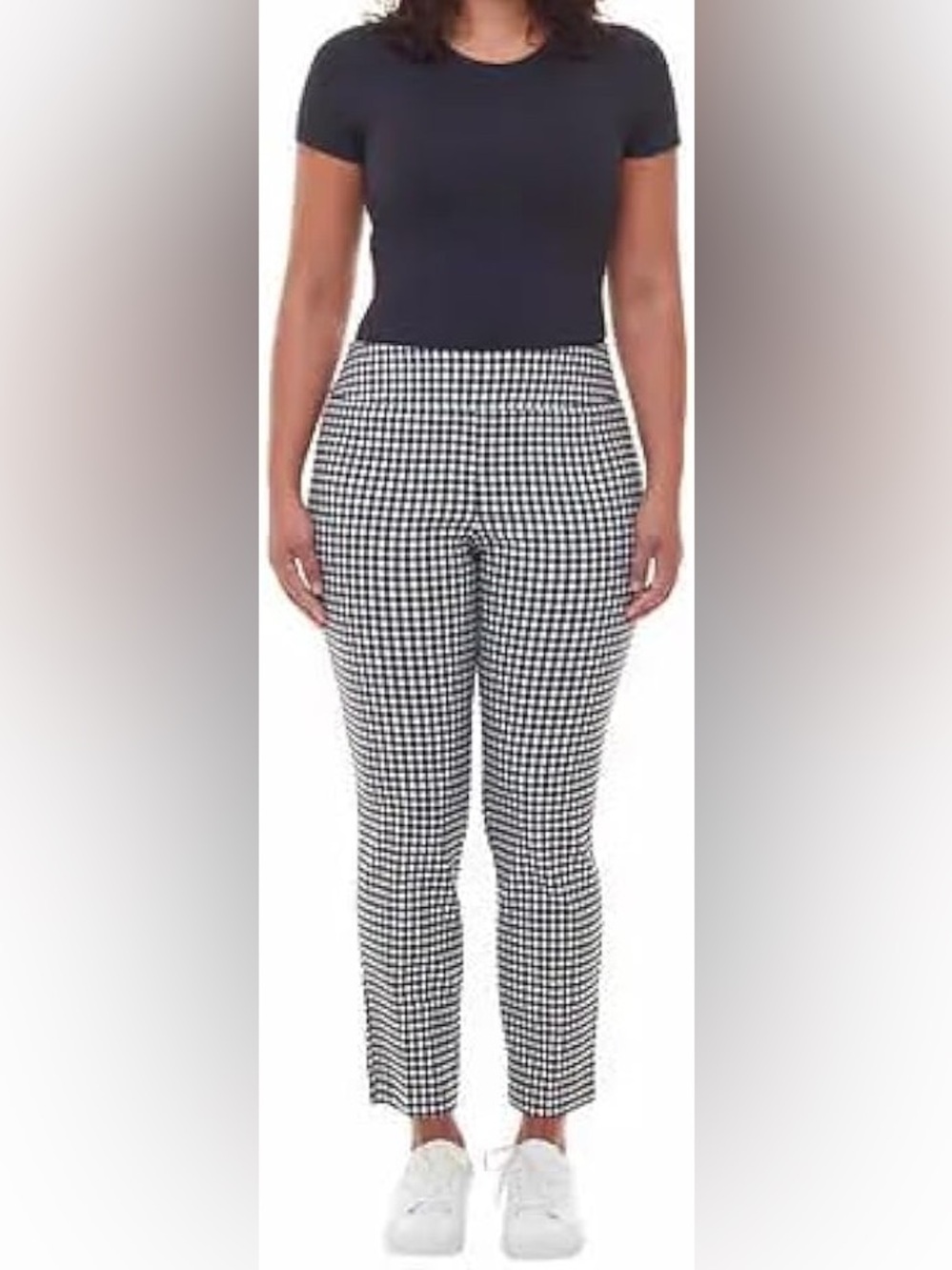 S.C. & Co. Black and White Gingham Pull-On Stretch Ankle Pants Size 12